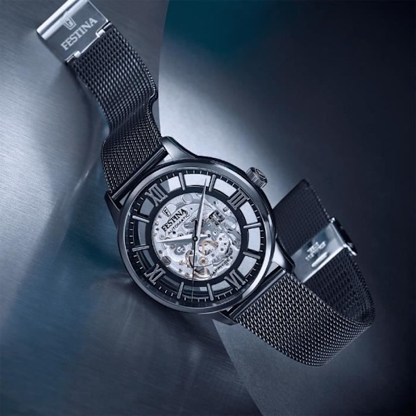 Herremontre - FESTINA - AUTOMATISK - Sort Stål - Rund - 41 mm Svart