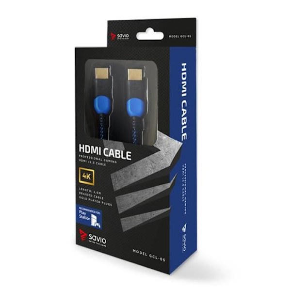 Savio gcl-05 hdmi-kaapeli 3 m hdmi tyyppi a (standard) musta, sininen