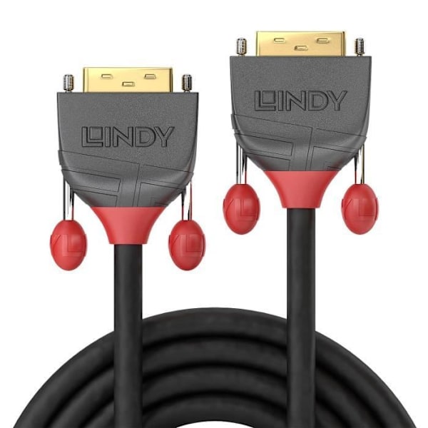 DVI-D Single Link-kabel - LINDY - Anthra Line - 25m - 24 karat guld - Tredubbelt skydd Antracit