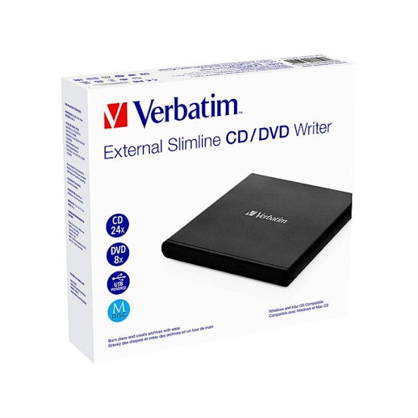 DVD Genindskrivbar - Verbatim - 53504 - USB 2.0 - Sort - Flashhukommelse