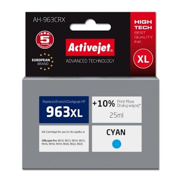 Activejet blæk til HP-printere, Erstatning HP 963XL 3JA27AE Premium 1760 sider blå - AH-963CRX