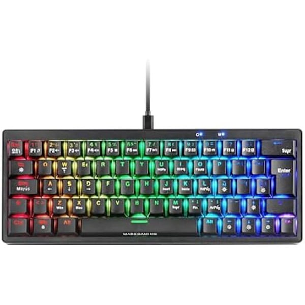 Mekanisk tastatur - MARS GAMING - MKMINIPRO - Ultrakompakt 60% - RGB-belysning - Brun mekanisk switch Sort
