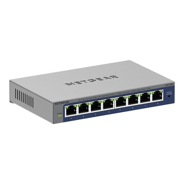 Verkkokytkin - NETGEAR - GS108E - 8 porttia - QoS - Kaistanleveyden hallinta
