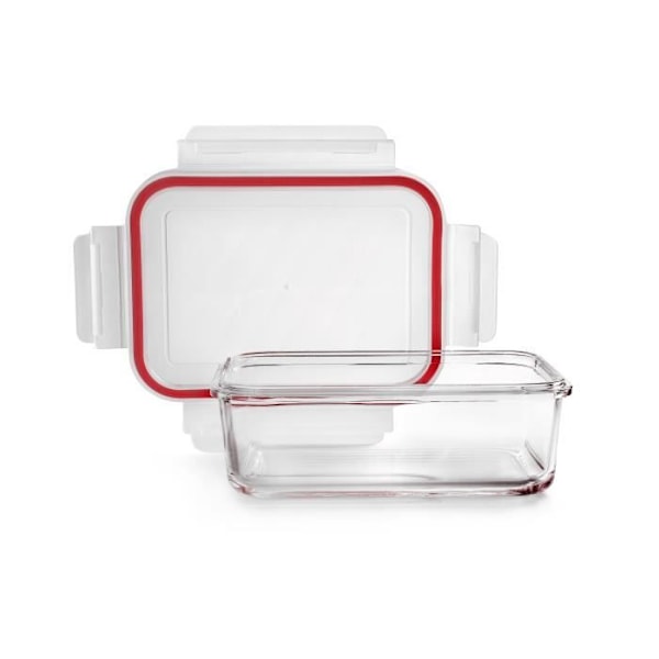 REKTANGULÆR BORSILIKAT-FODEMASKÆSKE - DIMENSIONER 18,2 X 13,5 CM - HØJDE 6,3 CM - LEVERET MED EN SILIKONETÆTNING TIL ...