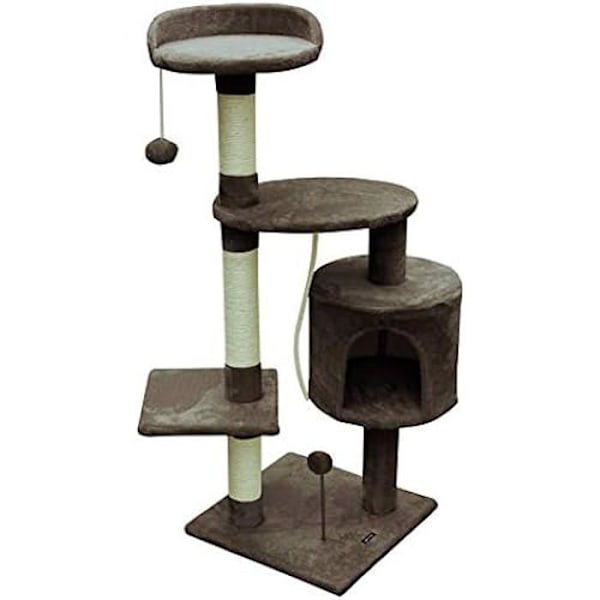 Cat Scratcher/Play Center - GLORIA - Volga - Brun - Plys og sisal-reb - gør det selv-samling kastanj