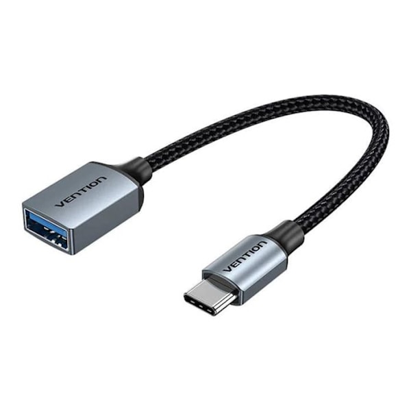 Type-C til USB 3.0 adapter, med OTG-funktion, 5 Gbit/s, Gaming, flettet bomuld - Vention (CCXHB) - Grå