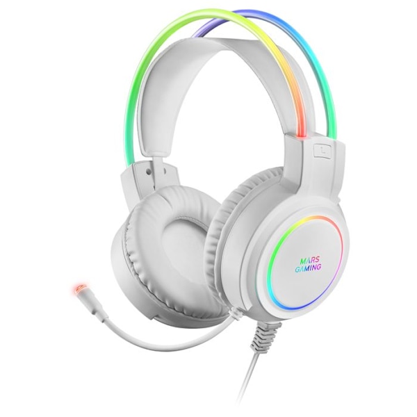 Gaming headset - Mars Gaming - MHRGB White - Spatial Sound - Professional Microphone - RGB Flow Lighting Vit