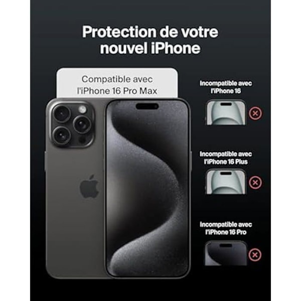Skærmbeskyttelse - BELKIN - UltraGlass 2 - iPhone 16 Pro Max - 9H anti-ridse - Tykkelse 0,29 mm