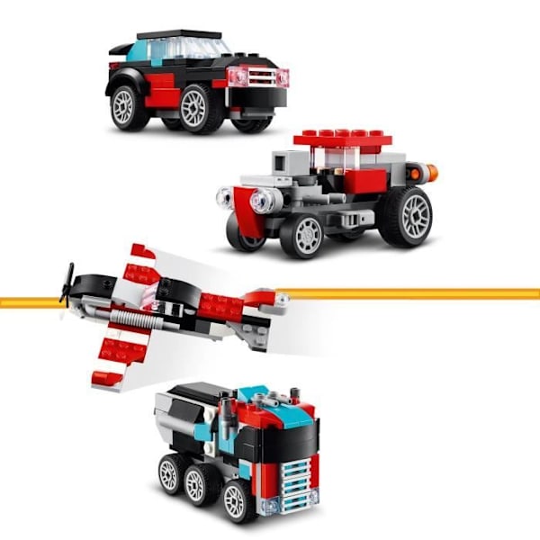 LEGO® 31146 Creator 3i1 trailer lastbil med helikopter, helikopter legetøj og lastbil, fly og tankvogn Flerfärgad