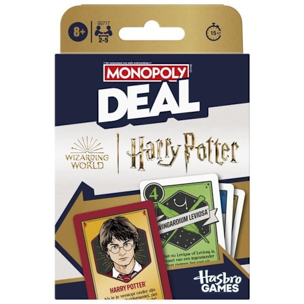 Monopoly Deal Harry Potter, Nopea korttipeli 15 min, Hasbro Games, Alkaen 8 vuotta Flerfärgad