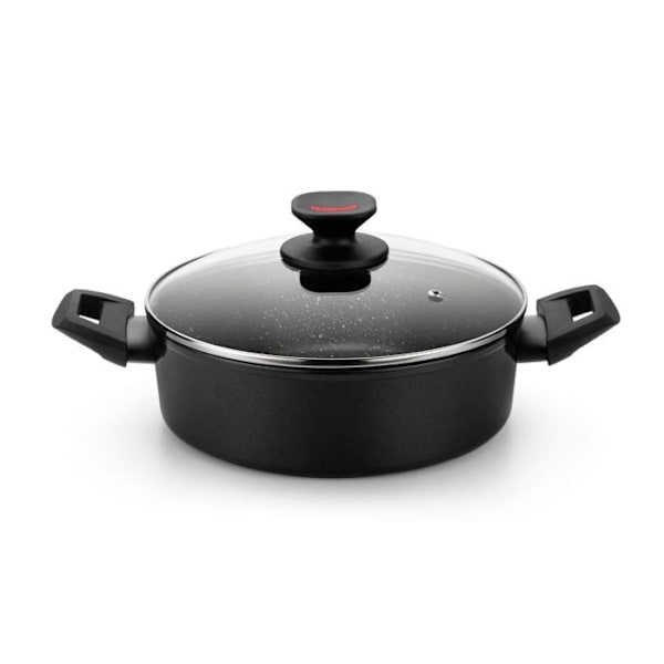 Kastrull - MONIX - M810528 - Diameter 28cm - Beläggning av rostfritt stål - Fast handtag