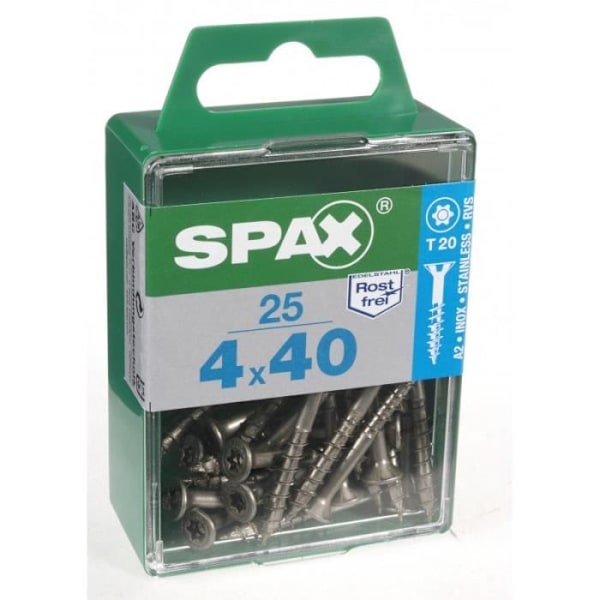 Skrue - SPAX - Forsænket hoved - Diam. 4mm - Længde. 40 mm - Pakke med 25 stk
