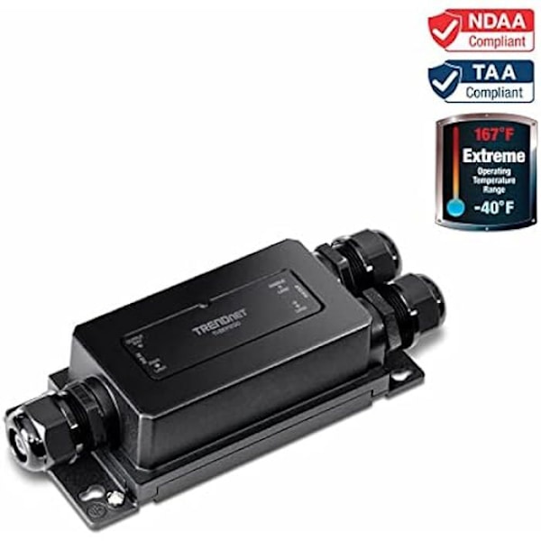 PoE-förlängare - TRENDnet - TI-BEP200 - 2 portar - IP67 hölje - Extrema temperaturer