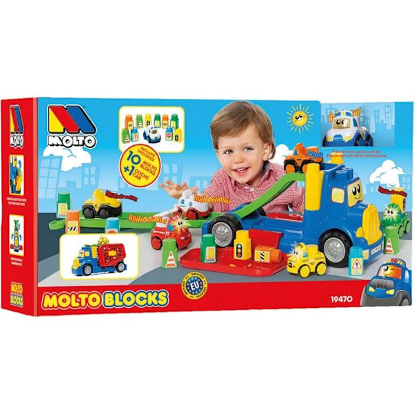 Molto - Lastbil med Block och Bilar Molto Gul