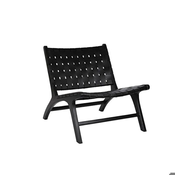Teak spisestuestol DKD Home Decor svart