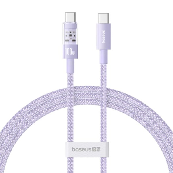 USB-C - USB-C - Kaapeli, Supernopea Lataus 100W, 2m - Baseus Gem (P1037373000511-01) - Nebula Purple