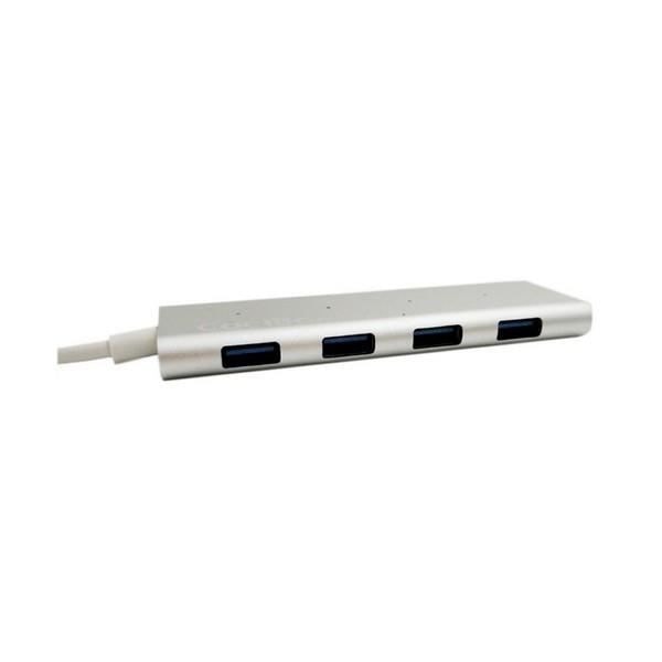 CoolBox COO-HUC4U3 USB-hub Hvid - 4 porte - BC1.2 hurtigopladningsunderstøttelse - Aluminiumscover