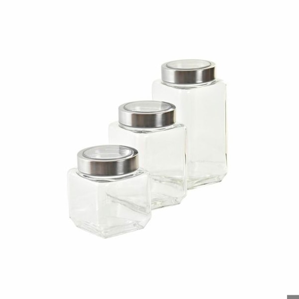 Bocal DKD Home Decor 750 ml (x3) silver/transparent