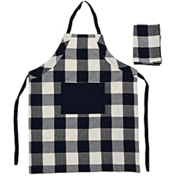 Förkläde - DKD HEMINNREDNING - Standard - Bomull - Blått och vitt - 70 x 85 cm med ficka blå vit