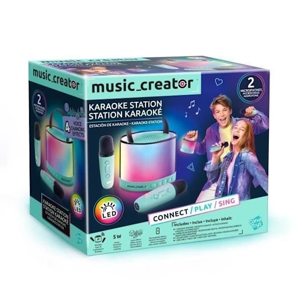 Canal Toys - Musikskaber - Mini Karaoke Station - Lysende højttaler med 2 trådløse mikrofoner - INF 044