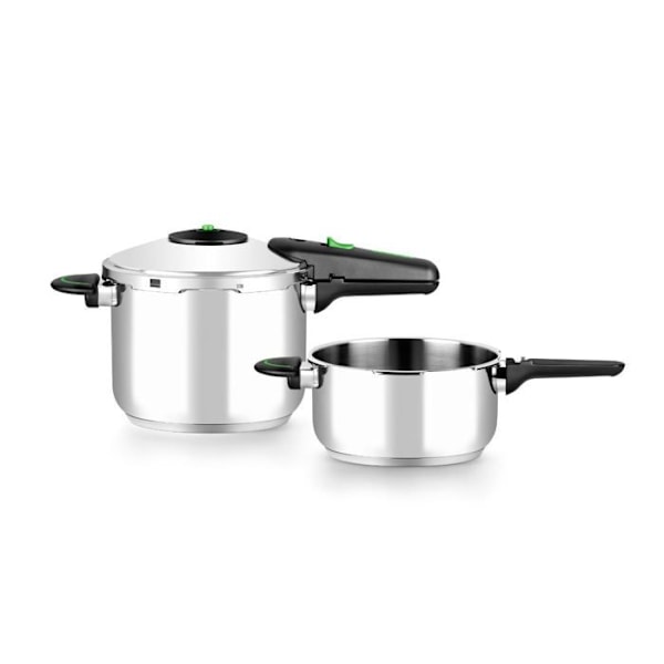 Tryckkokare - Monix - Presto Duo - 18/10 rostfritt stål - 4 + 6 L - Induktionskompatibel