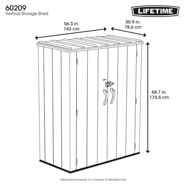 LIFETIME TRÄDGÅRDSFÖRRÅD I POLYETEN 136X70X172CM UTRUSTNING FÖR UTOMHUSBRUK