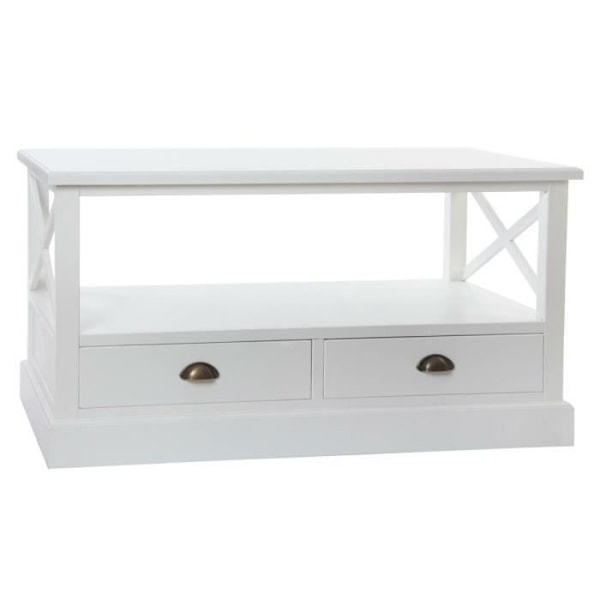 Sofabord - romantisk stil - hvidt træ - 108 cm