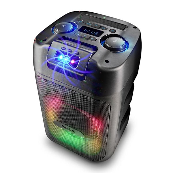 NGS Wild Club – Bärbar Bluetooth-högtalare, 80W ström, TWS, laserljus, dubbla mikrofoningång, USB/AUX/TF-port Svart