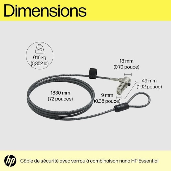 HP:N KAAPELULUKKO ESSENTIALIN NANO-YHDISTELMÄLLÄ (63B31AA)