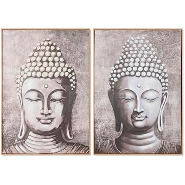 Maalaus - KOTI ESPRIT - Itämainen Buddha - 70 x 3,5 x 100 cm - Monivärinen - 2 kpl mångfärgad