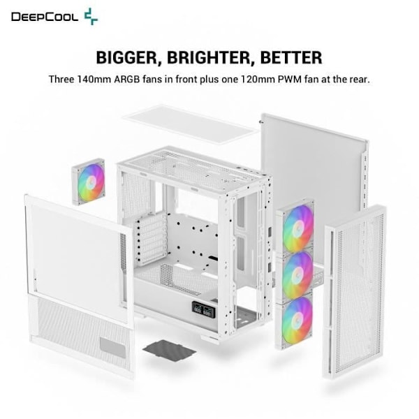 PC-fodral utan strömförsörjning - DEEPCOOL CH560 DIGITAL (Vit) - Medium torn - E-ATX-format