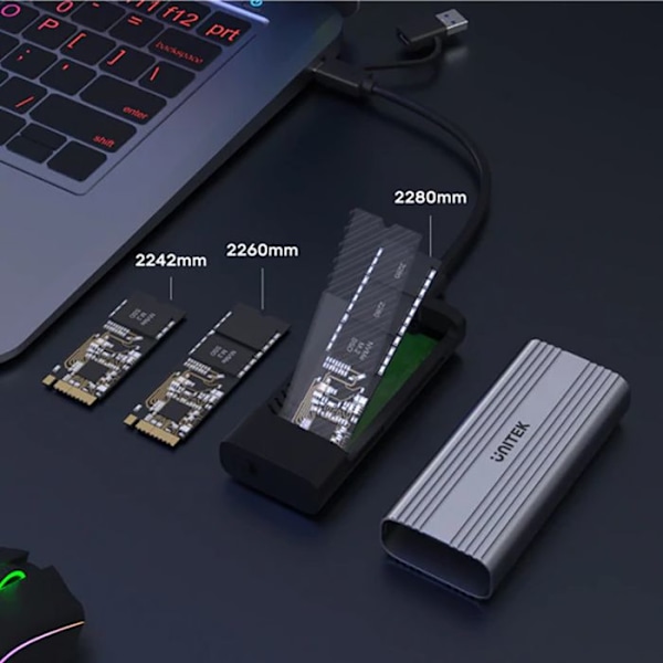 USB 3.2 Gen 2 kotelo - Määräämätön - M.2 NVMe/SATA - USB-C - Alumiini - 10 Gbit/s