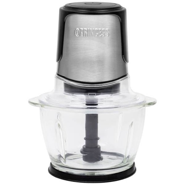 Hachoir Princess Power 1 L 300 W - Glasbol - 2 knive i rustfrit stål Sort, Rustfrit stål, Transparent