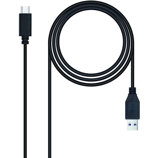 USB A - USB C - NANOCABLE - 10.01.4000 - 0,5 m - Musta - USB A ja C liittimet