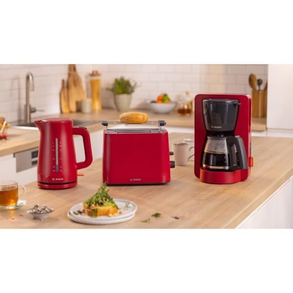 Caffemester Filter - BOSCH - TKA3M134 MyMoment - Rød - glaskande - Aroma Plus funktion - holder varm i op til 60 min Röd