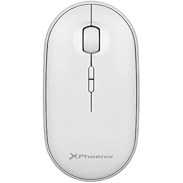 Langaton hiiri - PHOENIX TECHNOLOGIES - Rebble - Bluetooth 5.2 - 2.4 GHz - Hiljainen ladattava Vit