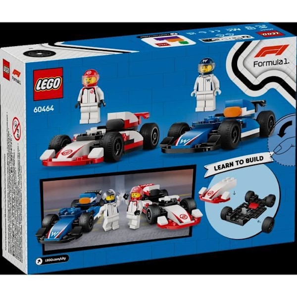 LEGO City 60464 Williams Racing og Haas F1 F1 racerbiler - Legetøj fra 4 år og opefter Flerfärgad