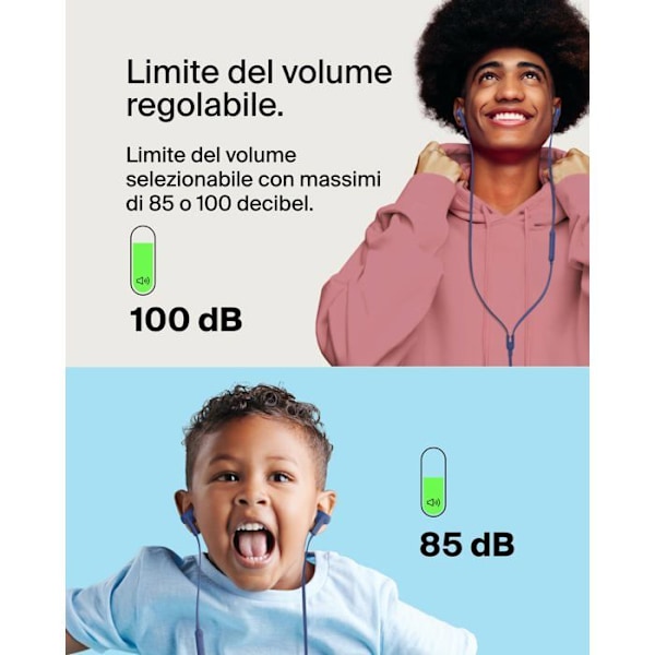 USB-C-hörlurar med justerbar volymbegränsare, idealiska för personligt lyssnande i full säkerhet.