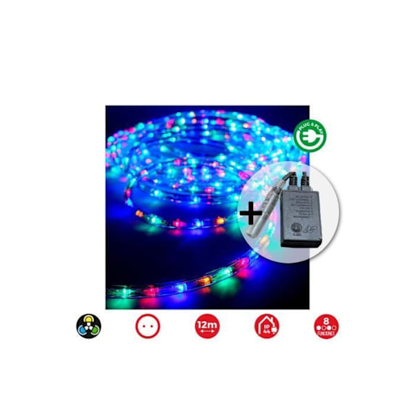 Kit Flexiled - GENERISK - 12m - Flerfärgad - 36 LED-lampor - 8 Funktioner - IP44 Flerfärgad