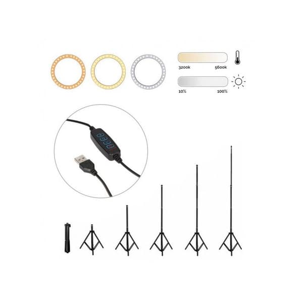 FOTO STUDIO MAX RING LED MED STATIV KSIX Svart