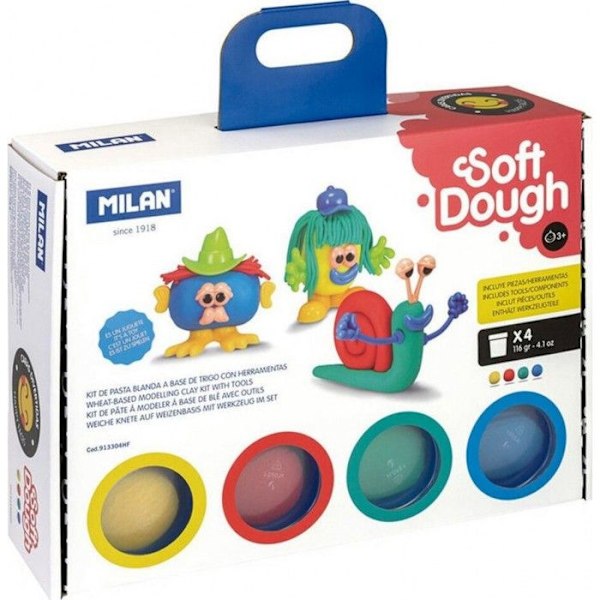 Luova lelu - MILAN - Monsieur Heureux Modeling Dough Box - Lapset 3 vuotta ja sitä vanhemmat - Monivärinen ja sininen