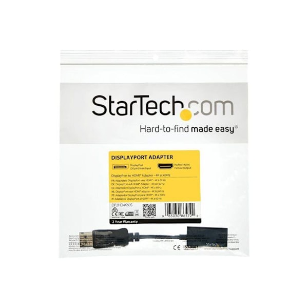DisplayPort - HDMI - STARTECH.COM - Ultra HD 4K 60 Hz - M/N - Musta