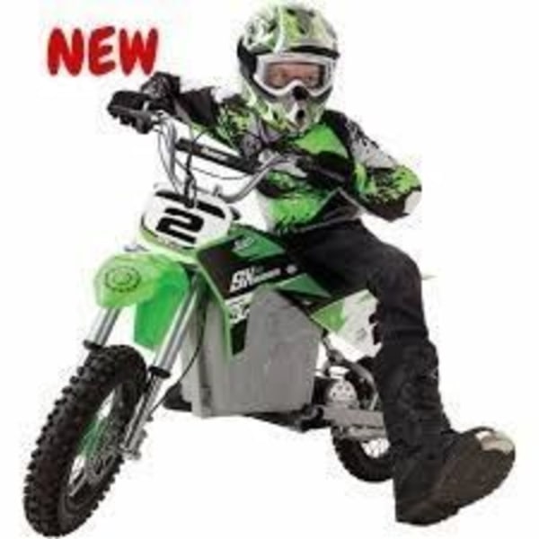 RAZOR - SX350 Dirt Rocket - Sähkökäyttöinen moottoripyörä lapsille - Nopeus jopa 22 km/h - 30 min ajoaika - Vihreä