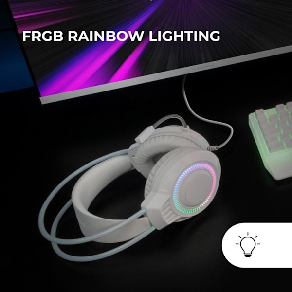 Gaming Headset - MARSGAMING - MH124 - FRGB Rainbow Belysning - Avancerad Ergonomi - Flexibel Mikrofon Vit