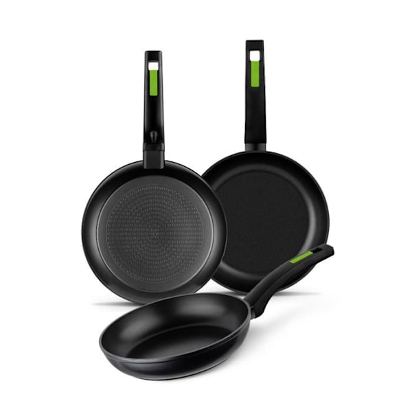 Stekpanna set - Monix - M481241 - 18-22-26 CM - Grön - Non-stick - Alla värmekällor Grön