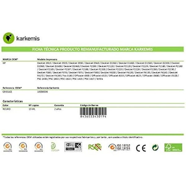 Karkemis K-C9351AE sort blækpatron
