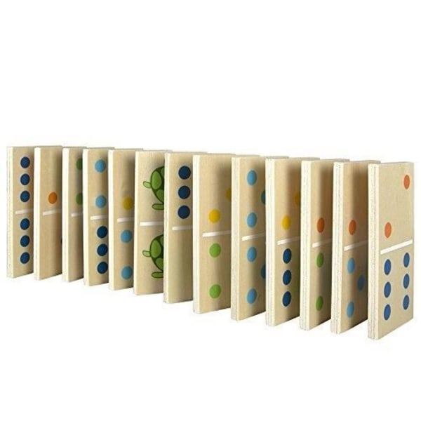 Brætspil - FARVE BABY - Træ Domino 28 stykker - Dyr og tal - For børn fra 3 år og derover Olika färger