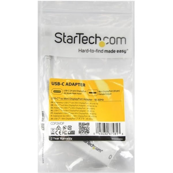 StarTech.com USB-C - Mini DisplayPort 4K 60 Hz -sovitin - USB Type-C-mDP-muunnin valkoisena (CDP2MDP)