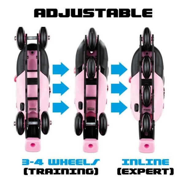 Rullaluistimet - MOLTO - Kehittyvät - Säädettävät 35-38 - PVC-renkaat - Optimaalinen mukavuus Rosa M