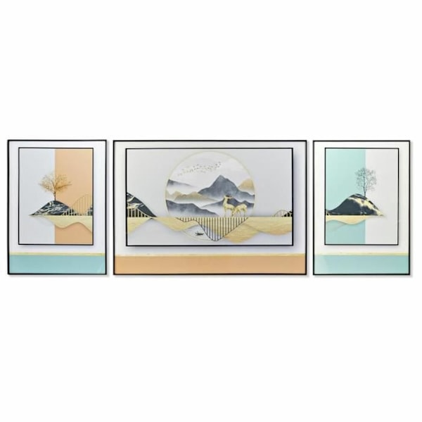 set med 3 moderna bergsmålningar (200 x 3 x 70 cm)